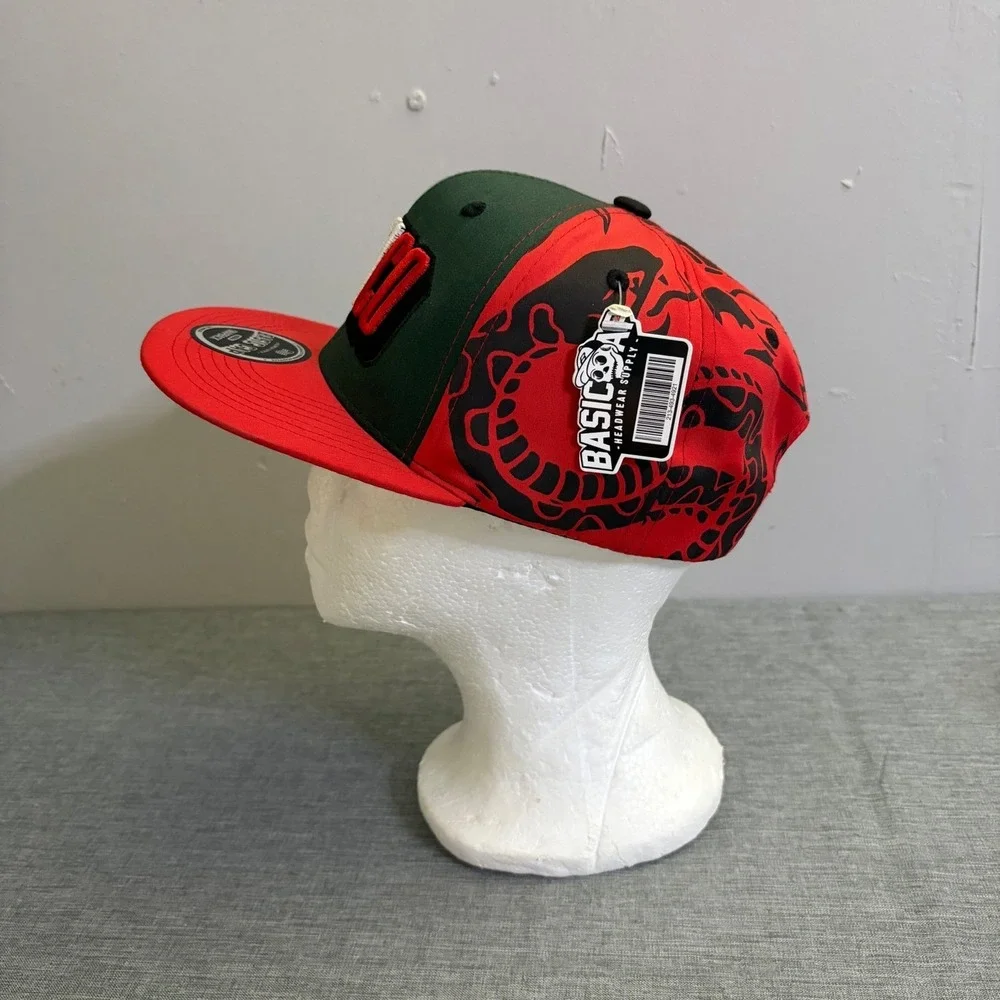 Basic Cap Mexico Snapback Hat Mens OSFA Red Green Eagle Graphic Y2K New